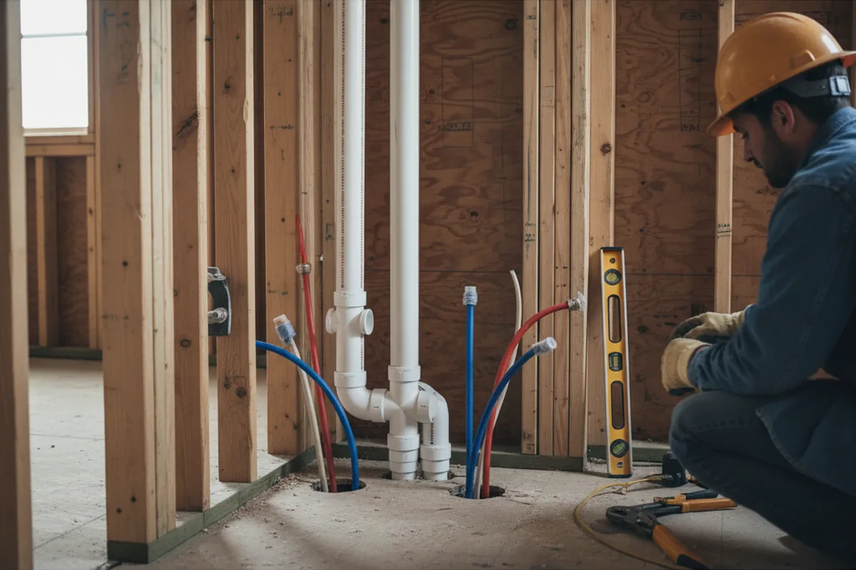 Drain and supply rough-in during Sump Pump Repair in Tracys Landing