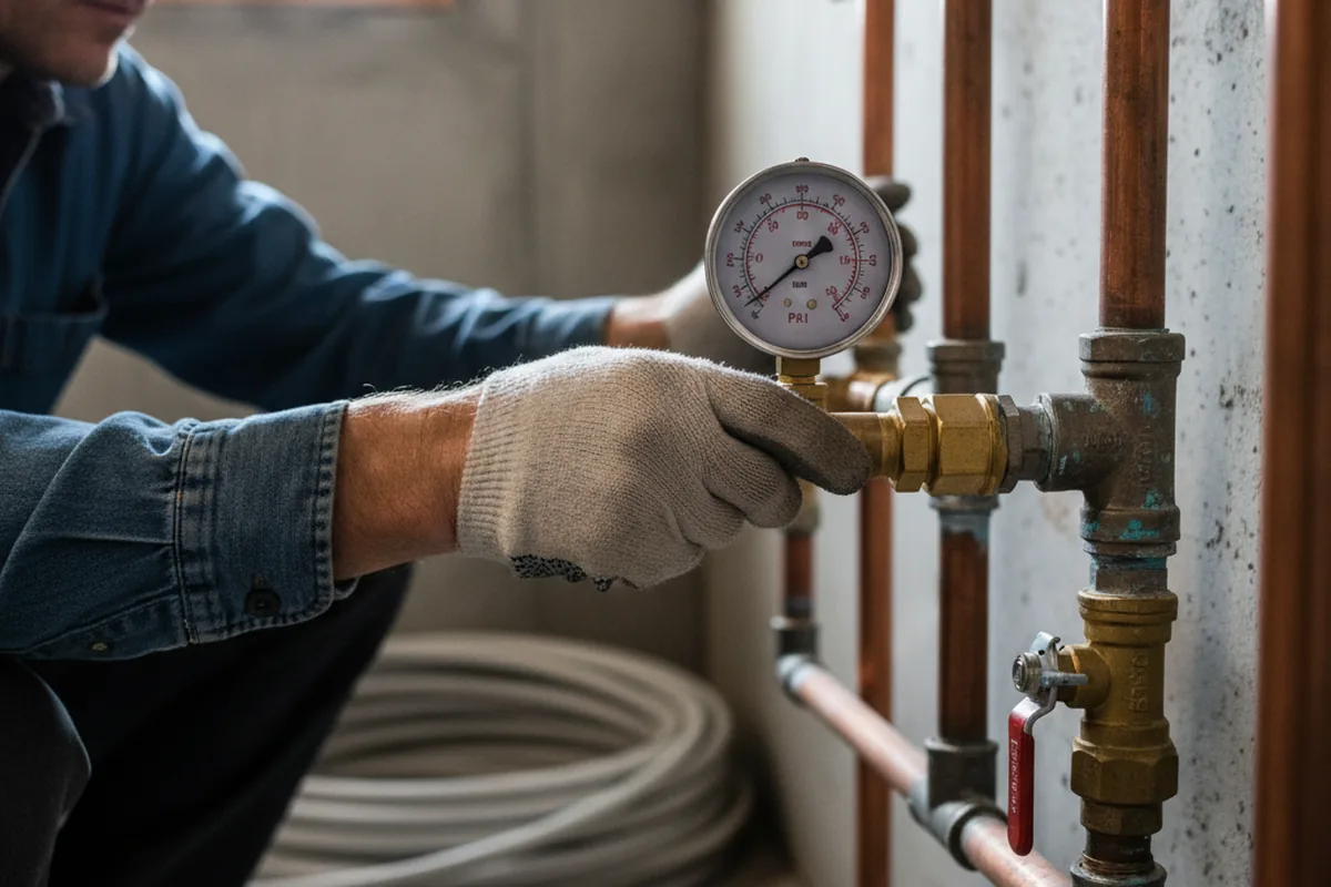Pressure testing a repaired line during Water Line Repair in Tracys Landing